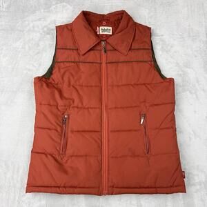 Levi’s Orange Puffer Vest Men Size L Vintage Style Full Zip Quilted Outdoor Y2K